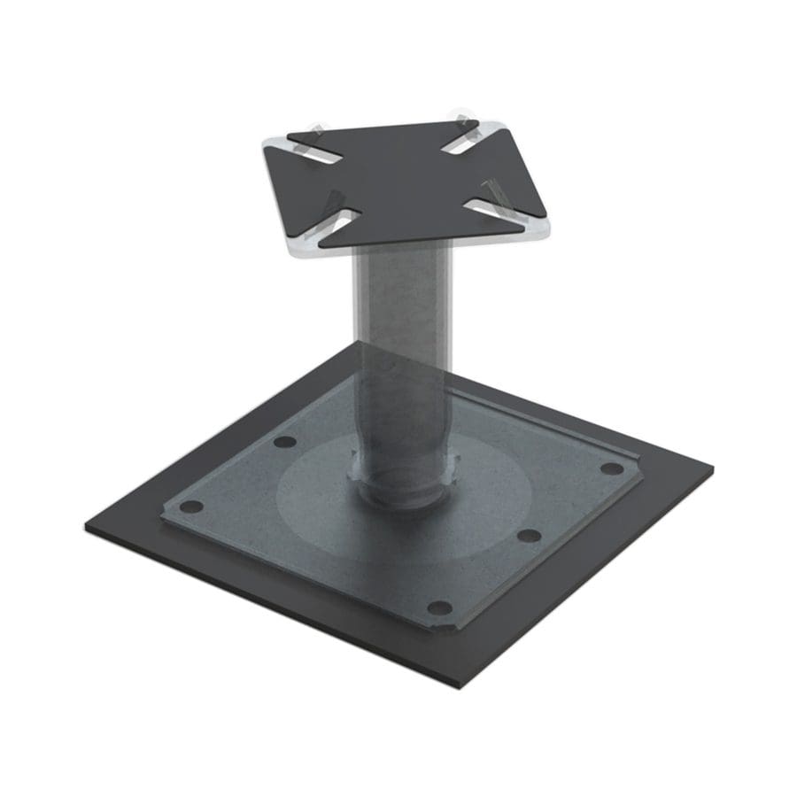 Head shock-absorbent gaskets fit on top of the paving supports, cushioning tiles and removing the possibility for grit to cause grinding between tile and pedestal head.