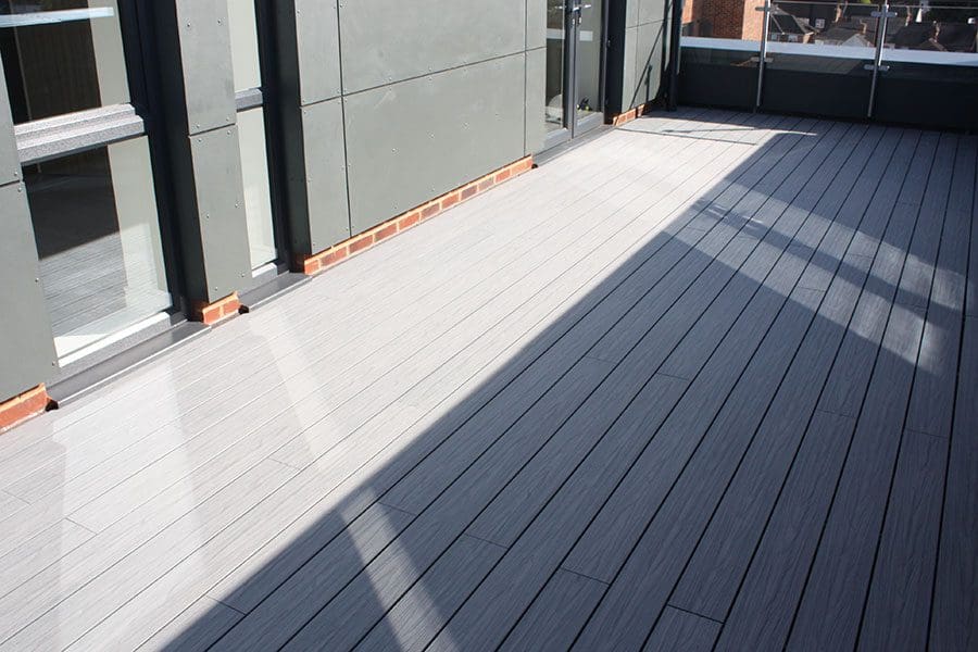 Composite decking outdoors