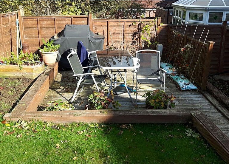 Timber decking succumbed to rot.